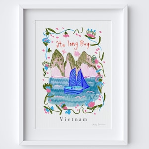 Impression d'art emblématique de la baie d'Ha Long, Vietnam, Asie du Sud-Est - Poster de voyage vietnamien - Cadeau de voyage Backpacker