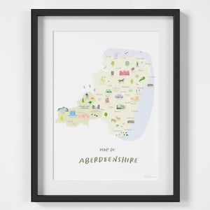 Map of Aberdeenshire Art Print - Wall Art - Travel Poster - Scotland - Scottish - Cairngorms National Park