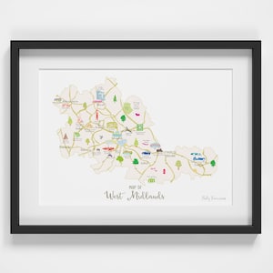 Map of West Midlands Art Print