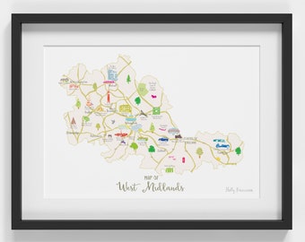 Map of West Midlands Art Print