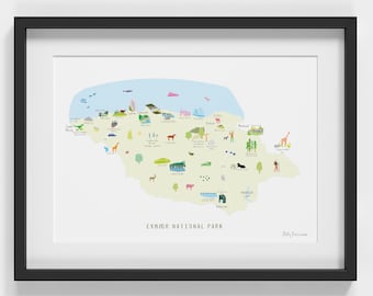 Map of Exmoor National Park Art Print