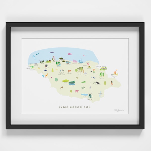 Map of Exmoor National Park Art Print