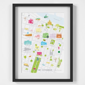 Karte von Savannah, Georgia Kunstdruck