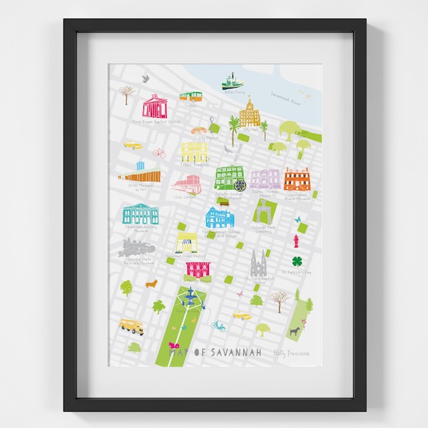 Map of Savannah, Georgia Art Print