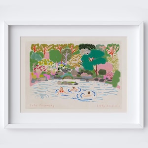 Wild Swimming Art Print – Open Water Swimming Scene | Lakes & Rivers Wall Art | Outdoor Fitness Gift | Gift idea for Mum Dad
