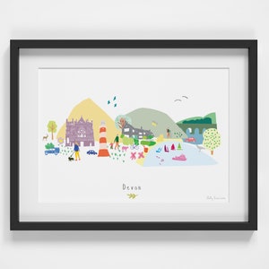 Devon Skyline Stadtbild Wahrzeichen Kunstdruck