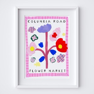 Columbia Road Flower Market Art Print - London Travel Poster Bethnal Green - British Wall Art - Modern Floral Home Decor - Instant Digital
