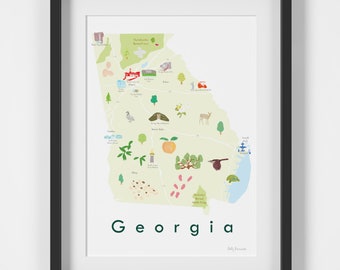 Map of Georgia State Art Print