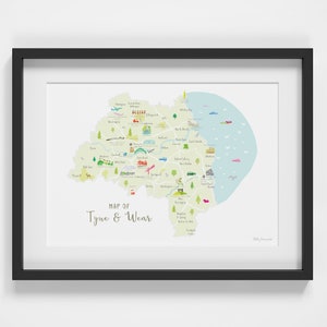 Karte von Tyne & Wear Kunstdruck