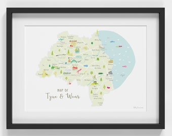 Map of Tyne & Wear Art Print