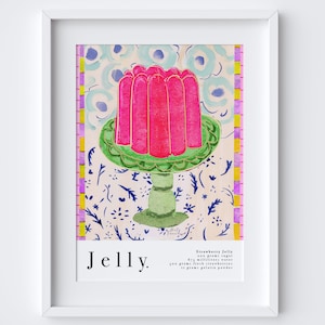 Strawberry Jelly Art Print - Watercolour Pastel Poster - Kitchen Poster - Traditional Food Art - Party Food Birthday