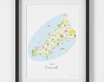 Map of Cornwall Art Print