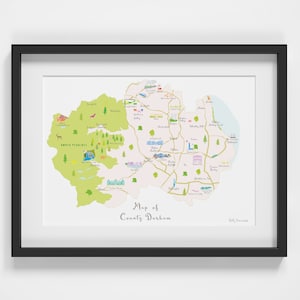 Carte du comté de Durham Art Print