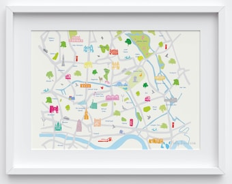 Map of East London Art Print (Wider area version)