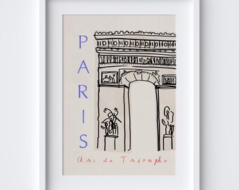 Arc de Triomphe Art Print - Paris Monument Travel Print - Champs-Élysées Wall Art - French Home Decor - Digital Download - Cream Version