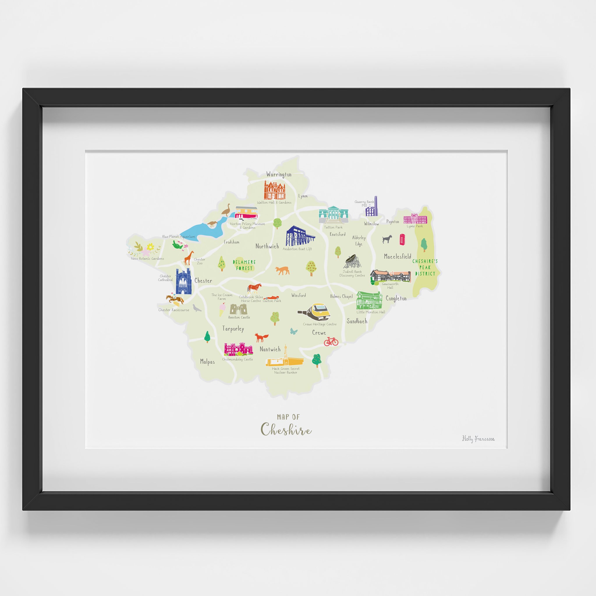 Printable Map Of Cheshire Map Of Cheshire Art Print | Etsy Uk