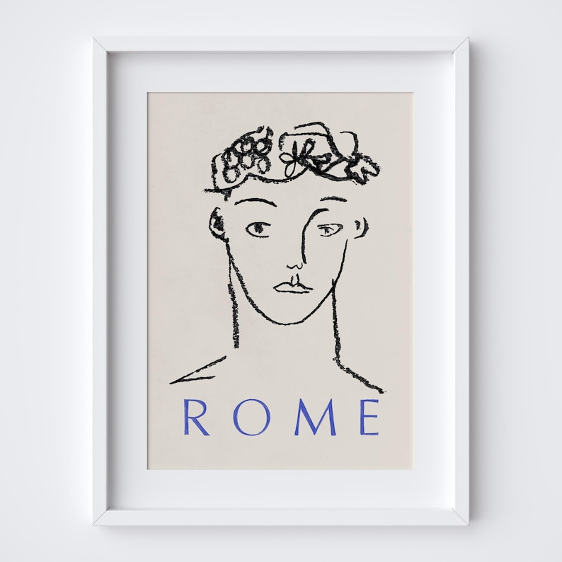 Roman Bust Art Print - Rome Travel Print - Italian Drawing Greco Wall ...