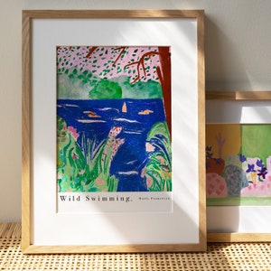 Wild Swimming Art Print - Pastel Painting Poster - Cold Water - Exercise Poster - Natural Sea River Ocean Art