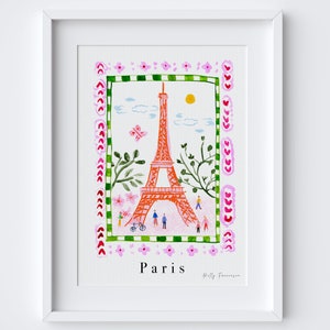 Tour Eiffel, Paris, France - Poster de voyage emblématique de la France - Cadeau de voyage pour routards - Tableau du patrimoine - Seine parisienne Champ de Mars