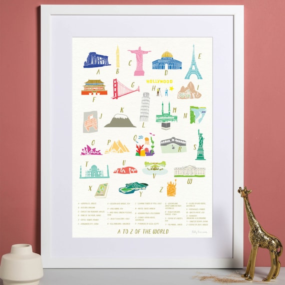 A-Z of the World Alphabet Abc Art Print - Etsy