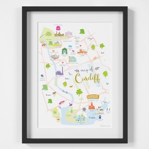 Mappa di Cardiff Art Print