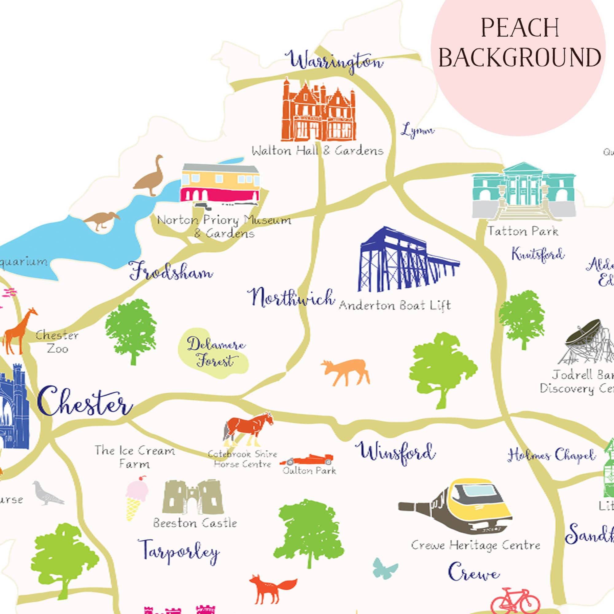 Map of Cheshire Art Print - Etsy UK