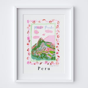 Machu Picchu Peru Poster - Iconic Incan Ruins Art Print - Ancient Andes Mountain Scene - Historic Landmark UNESCO Travel Wall Decor