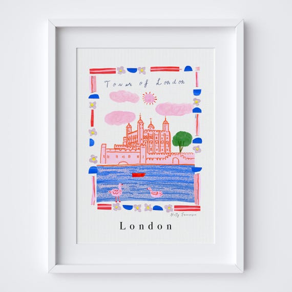 Tower of London Poster - London Scene Art Print - Iconic English Landmark Travel Print - Historic London Palace Art - UK Travel Gift