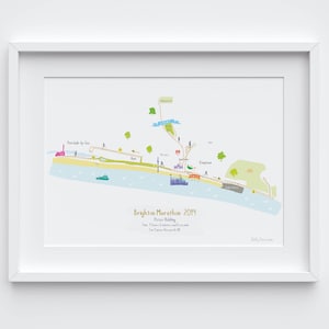 Brighton Marathon routekaart Art Print (personalisatie inbegrepen)