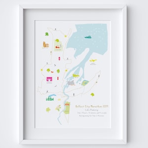 Belfast Marathon Routekaart Art Print (inclusief personalisatie)