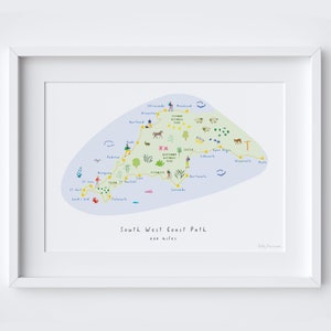 Carte personnalisée du South West Coast Path Art Print Challenge Map - Hiking Route - Gift for Travel - Carte des itinéraires