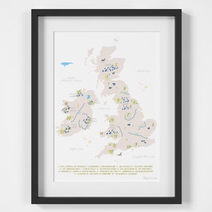 Nationale parken van het Verenigd Koninkrijk & Ierland kaart Art Print