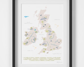 National Parks of the UK & Ireland Map Art Print