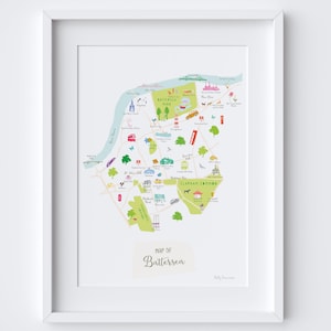 Kaart van Battersea Art Print