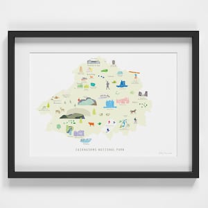 Impresión artística del mapa del Parque Nacional Cairngorms – Póster de viaje por las Tierras Altas de Escocia – Arte mural con mapa de la naturaleza – Regalo de aventura de senderismo
