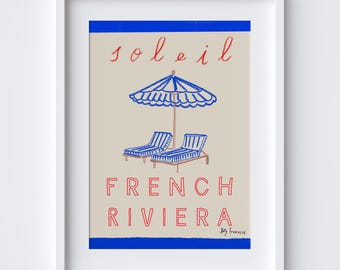 French Riviera Art Print - Côte d’Azur Travel Poster – Digital Download - South France Mediterranean