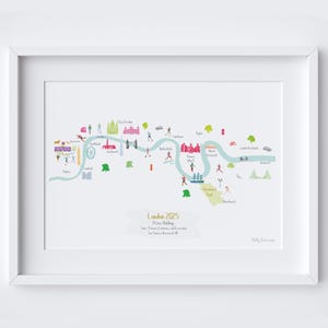 London Jogging Map Kunstdruck (mit Personalisierung) - Marathon Finisher Geschenk - Meilenstein Kunst des Läufers - London Jogging Route Poster