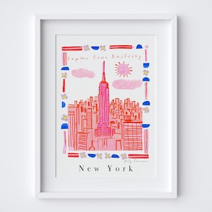Póster del Empire State Building de Nueva York: impresión artística de un emblemático monumento de la ciudad de Nueva York, decoración del horizonte de Manhattan, arte mural de rascacielos históricos de EE. UU.