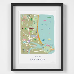 Karte von Aberdeen Kunstdruck - Wandkunst - Reiseposter - Aberdeenshire Schottland - Schottenland