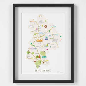 Landkarte von Bedfordshire Kunstdruck