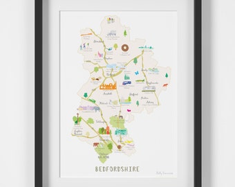 Map of Bedfordshire Art Print
