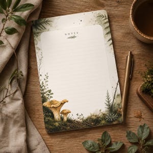 Waldpilz Notizblock | Wald Cottagecore Briefpapier | 50 Blatt abreißbarer Notizblock