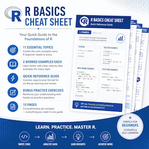 R Programming Cheat Sheet PDF | R Language Quick Reference Guide | Learn R Basics | Data Science Notes | Coding Study Guide