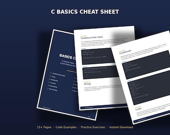 Guía rápida de conceptos básicos de C / Guía de referencia para principiantes en programación / PDF imprimible / Descarga digital instantánea