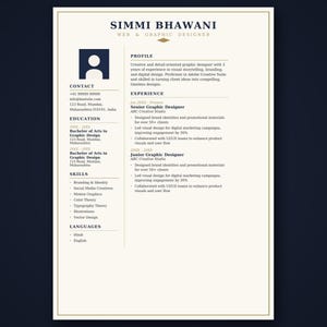Lebenslaufvorlage für Senior Grafikdesigner | Bearbeitbarer professioneller Lebenslauf (Digitaler Download) | ATS-kompatibel