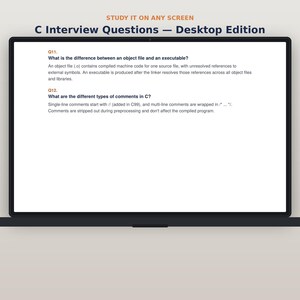 C-Programmierung: Interviewfragen und Antworten (122) – Leitfaden | Druckbares PDF & bearbeitbares Word-Dokument | Von den Grundlagen bis zu Experten | Sofort-Download