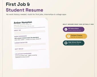 Student Resume Template | Modern CV (Word, PDF Download) | ATS Friendly | Cover letter | Reference pageStudent Resume Template
