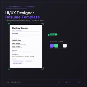 Lebenslaufvorlage für UI/UX-Designer | Moderner Lebenslauf, bearbeitbare Word-Datei (PDF/DOCX) | Professionelle Vorlage | Karriereberatung