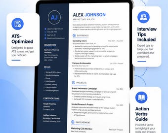 Modèle de CV étudiant compatible ATS | CV débutant Word Google Docs (Téléchargement instantané)