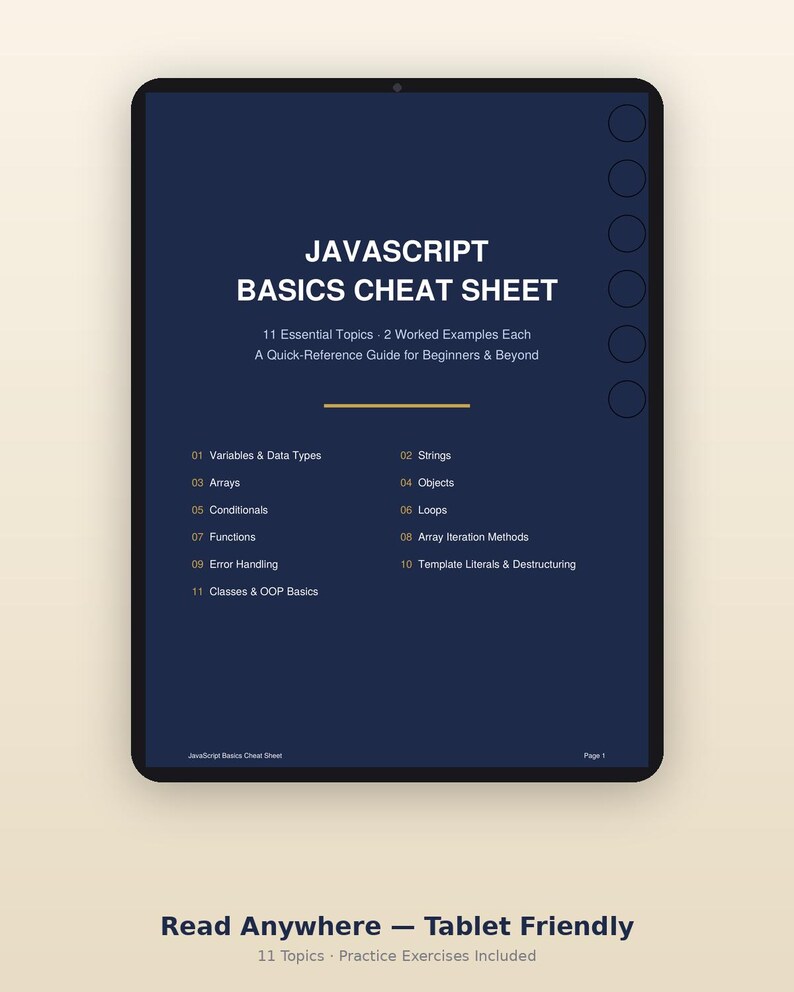 JavaScript Basics Cheat Sheet | Beginner Coding Reference Guide (Digital Download) image 4